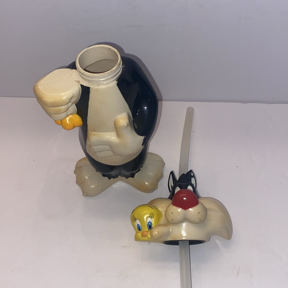 Vintage Warner Bros Looney Tunes 1996 Sylvester Cat Tweety Bird Water Bottle - Picture 3 of 11